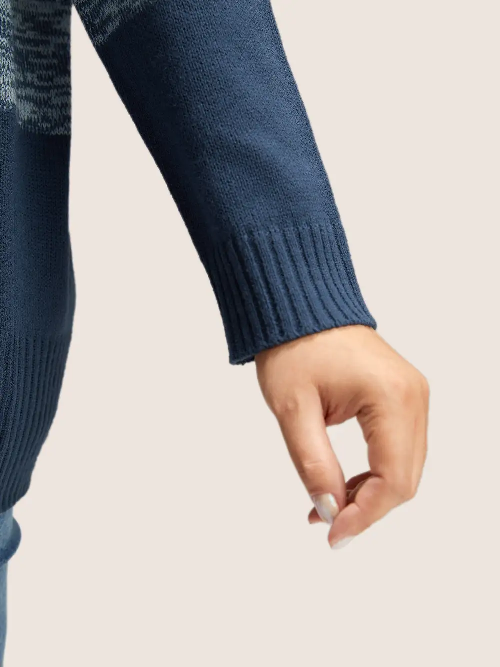 Colorblock Contrast Heather Button Detail Pullover