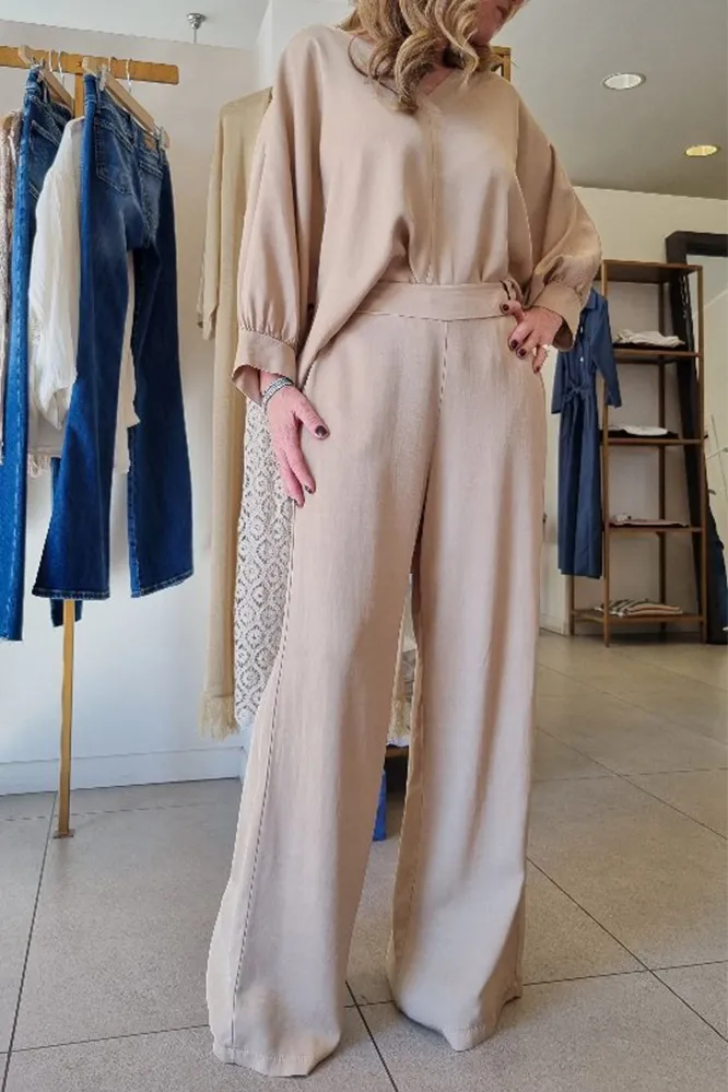 Women's Solid Color loose top & Pants Two Piece Set