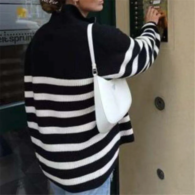 Striped Pullover Zip Sweater