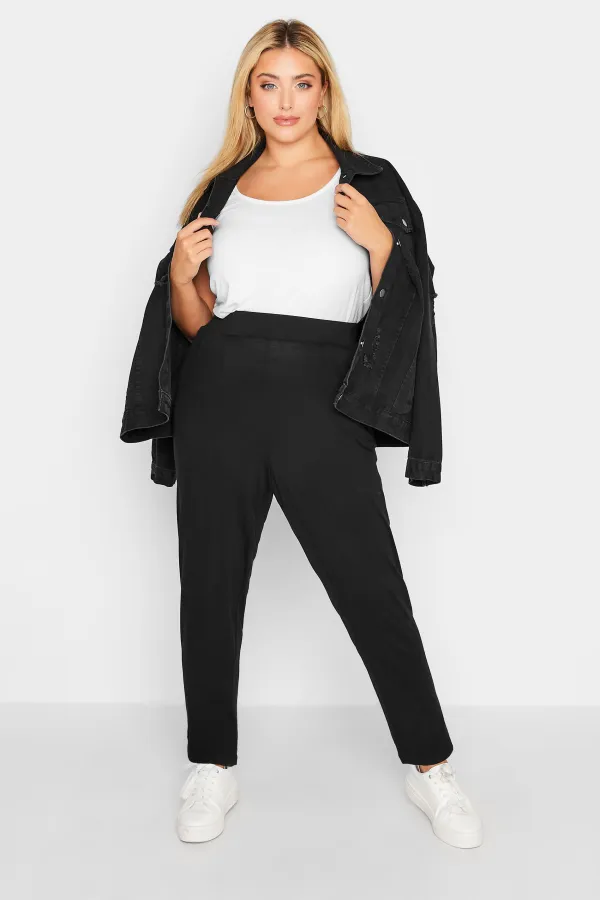 YOURS Curve Navy Blue Double Pleat Stretch Jersey Joggers