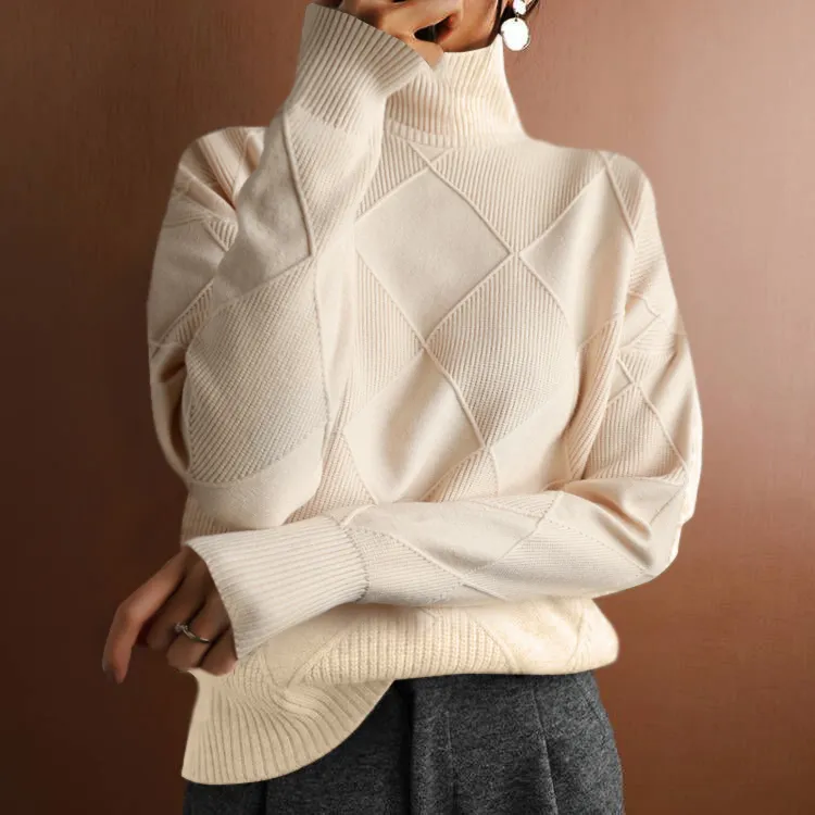 Turtleneck loose lozenge long-sleeved winter sweater