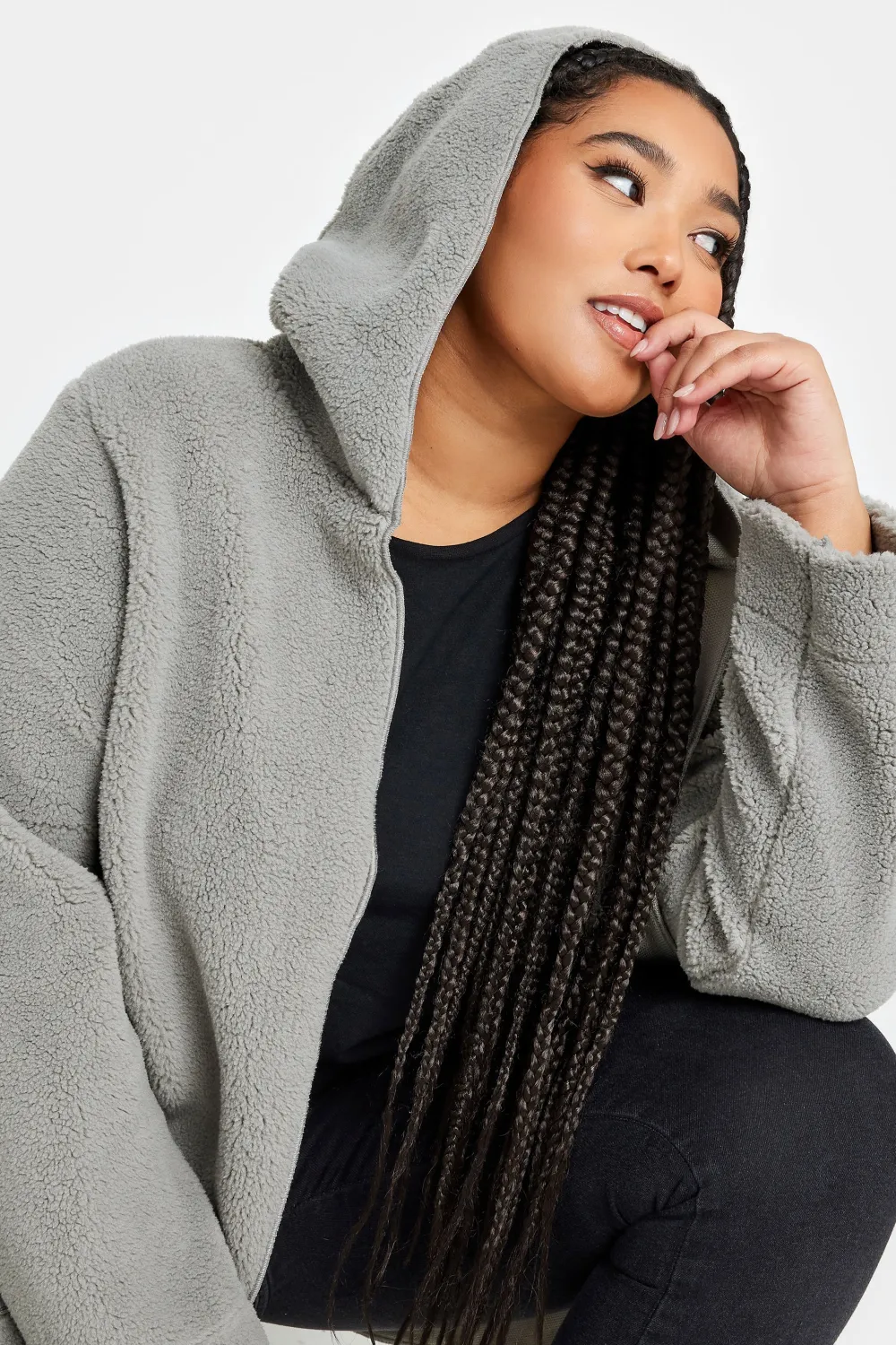 YOURS Curve Brown Teddy Hooded Jacket
