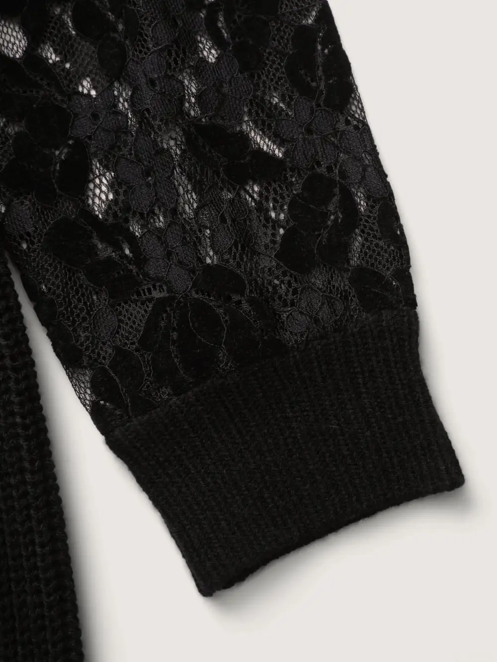 Sheer Lace Sleeve Patchwork Sweater Dress