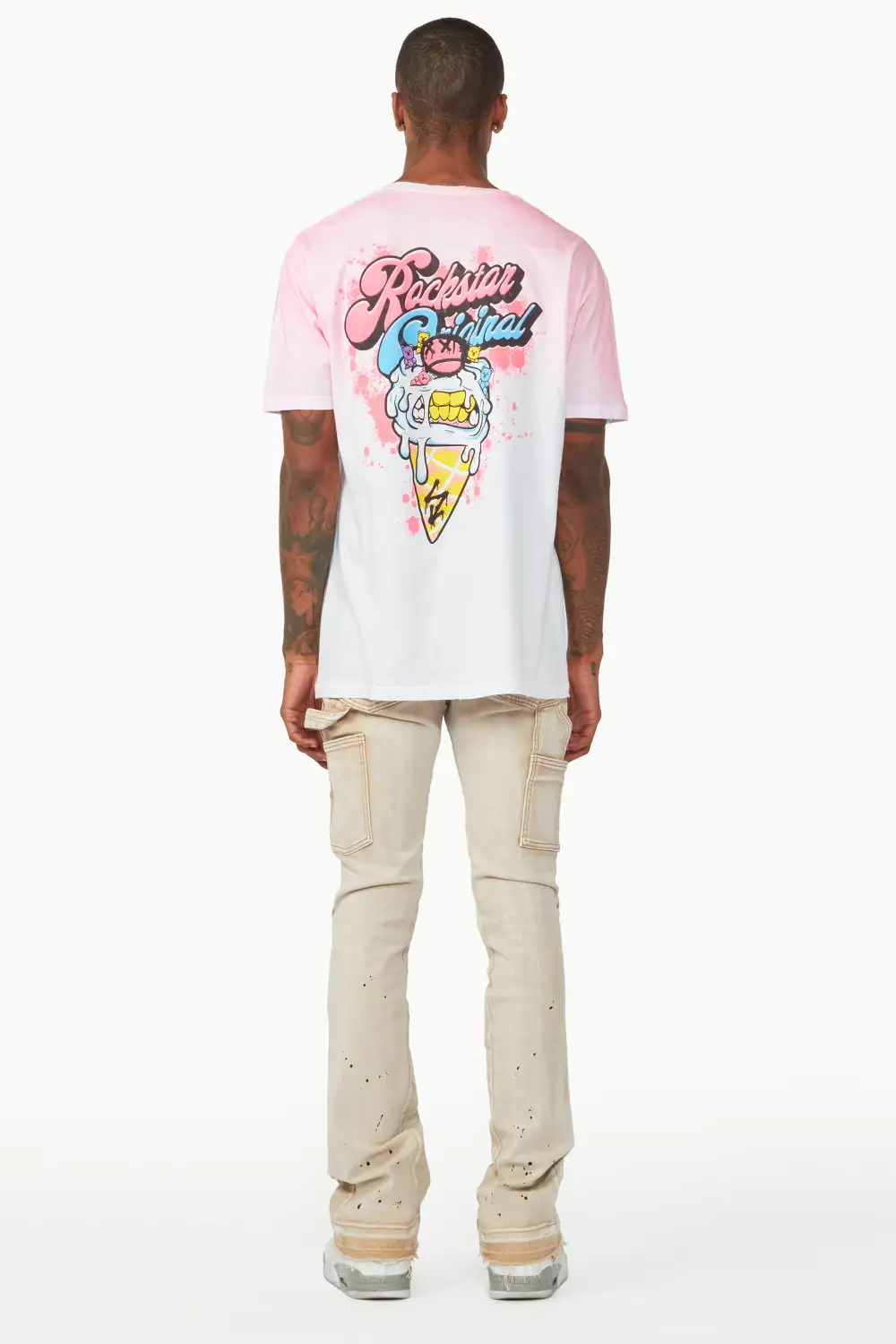 Carson Beige Stacked Flare Jean