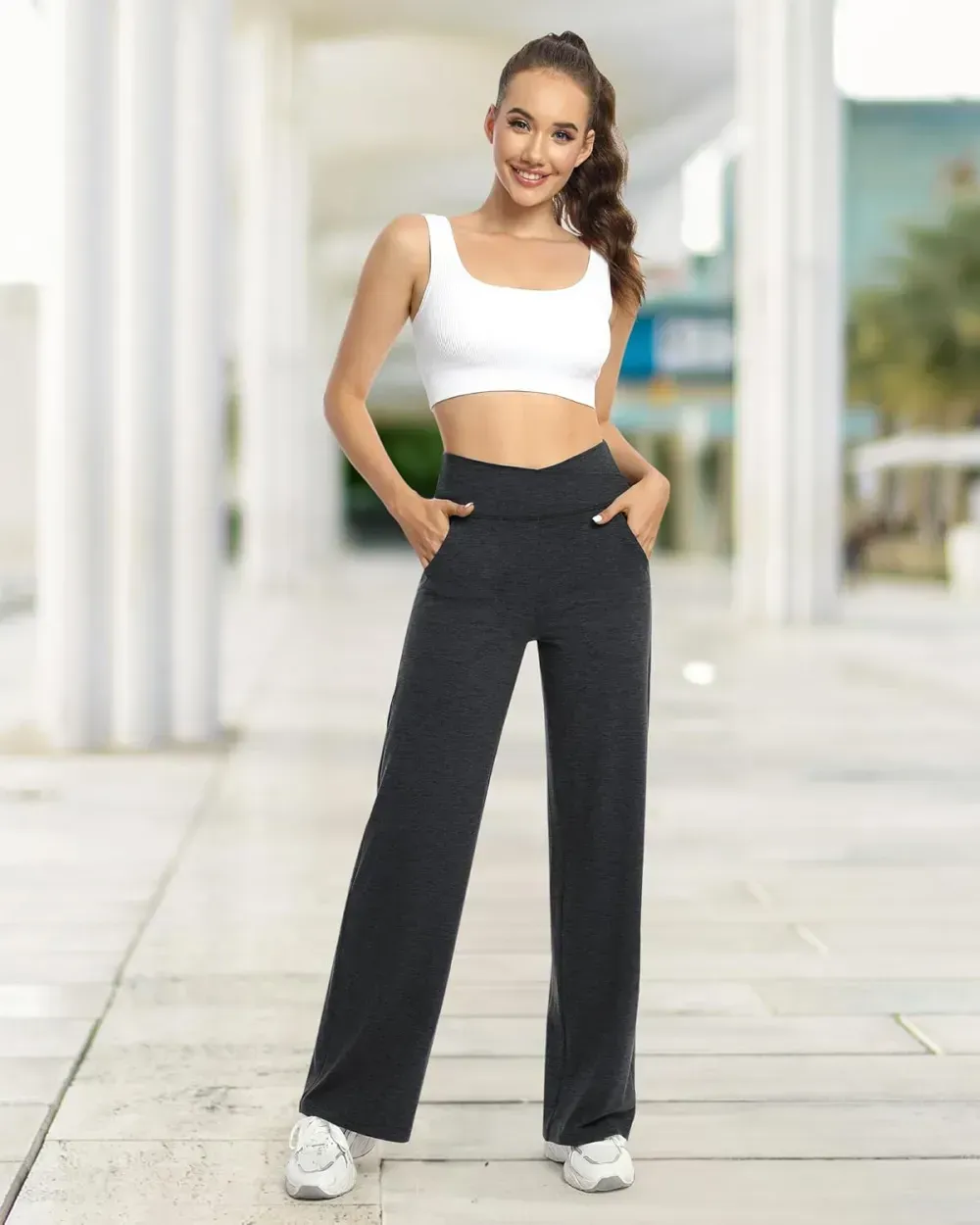 G4Free Wide Leg Pants for Women Loose Yoga Pants with Pockets Petite/Regular/Tall Stretch Casual Lounge Pants