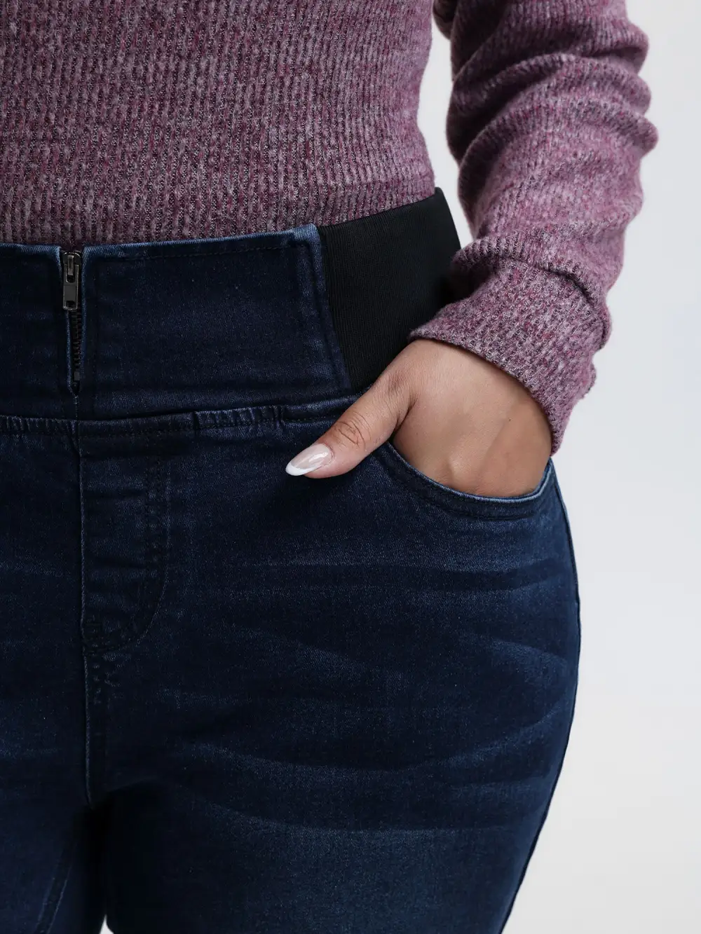 Stretchy Waist Flared Hem Jeans