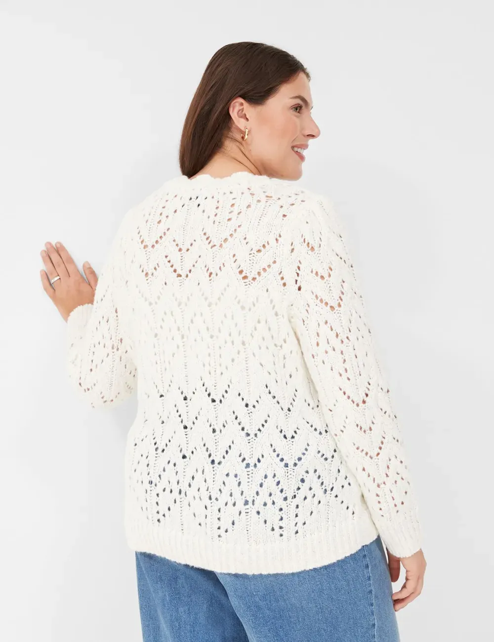 Ornate-Stitch Crew-Neck Sweater
