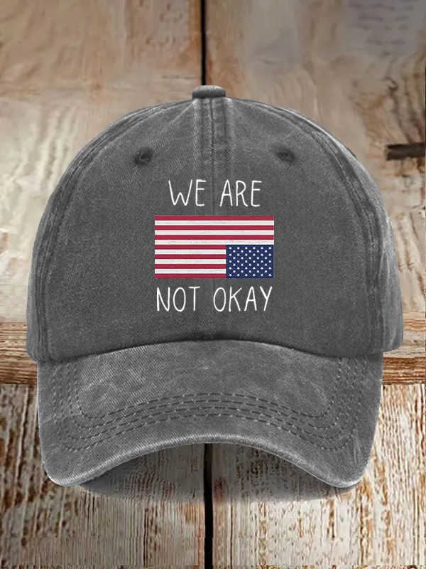 Retro We Are Not Ok Print Baseball Cap