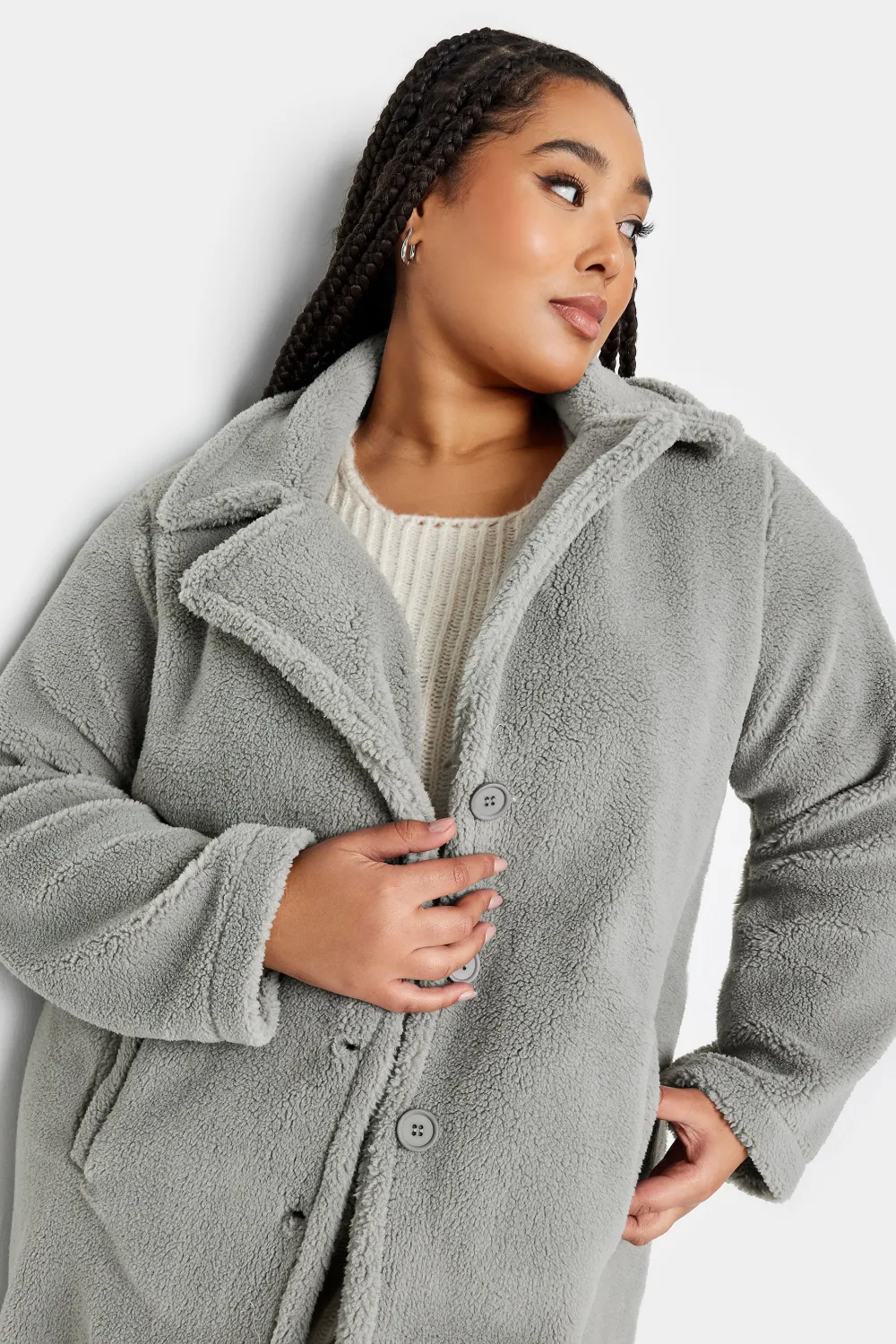 YOURS Curve Beige Brown Faux Fur Coat