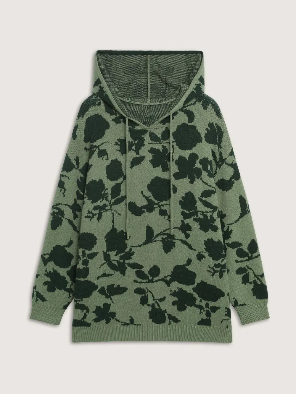 Supersoft Flower Silhouette Jacquard Hooded Pullover