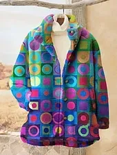 Women's Winter Coat Sherpa Jacket Comfortable Breathable Print Casual Floral Vacation Street Casual Daily Wear Zipper Regular Turndown Loose Fit Long Sleeve Outerwear Pink Wine Navy Blue Spring Fall