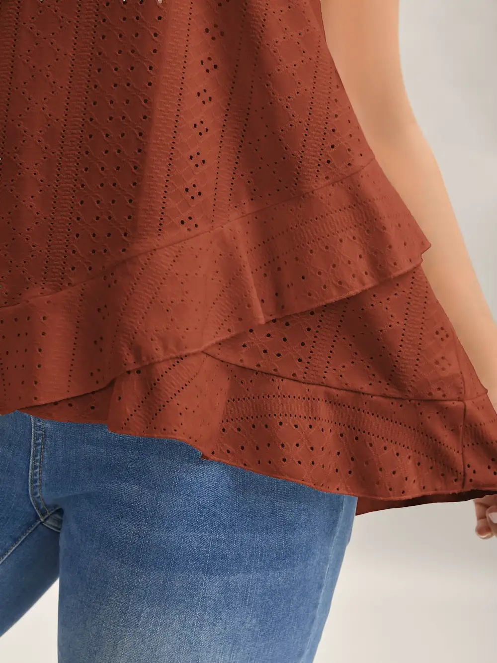 Textured Knit Overlap Hem Tank Top