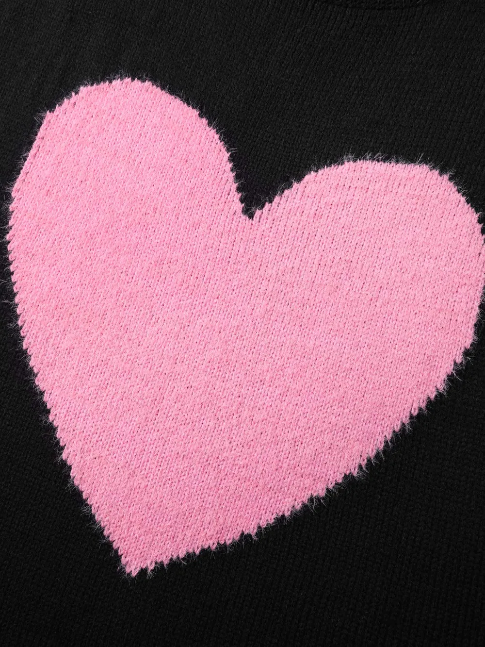 Heart Motif Textured Contrast Pullover