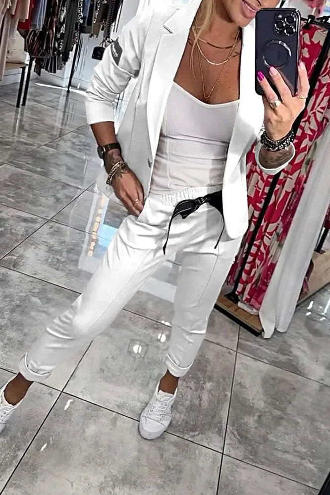 Women's Top Jacket & Elastic Pants Two-piece Set