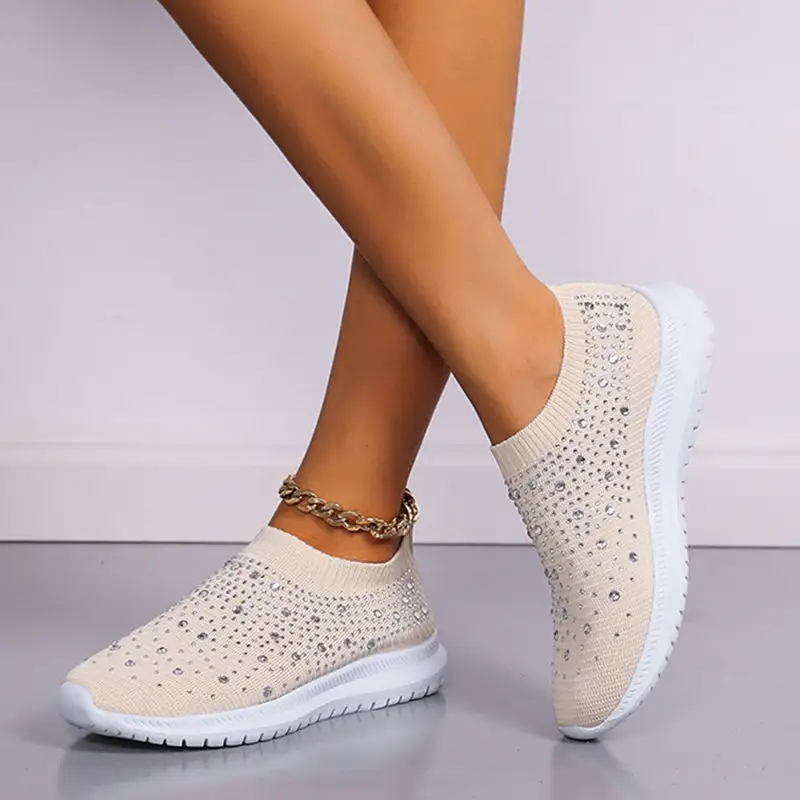 Women's Crystal Breathable SlipOn Walking Shoes
