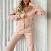 Women's Tracksuit Sweatsuit Pocket 2 Piece Solid Colored Hoodie and Pants Outfit Set Clothing Suit Fall Black White Jogging Training Exercise Thermal Warm Soft Moisture Wicking Long Sleeve Sport