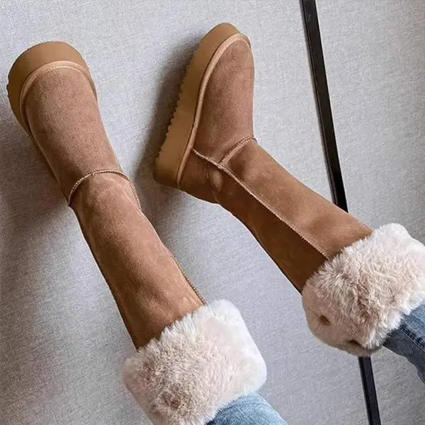 Women's Fleece-Lined Thick Warm Long Snow Boots 66542779C