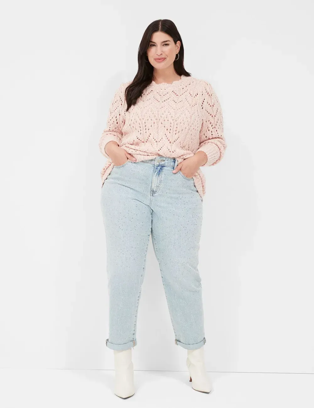 Ornate-Stitch Crew-Neck Sweater