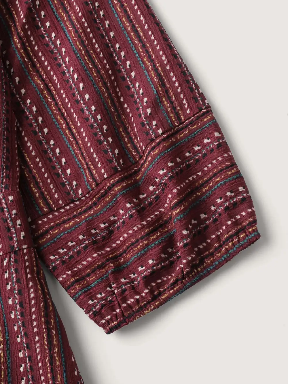 Fall Stripes Cinched-Waist Tie Midi Dress