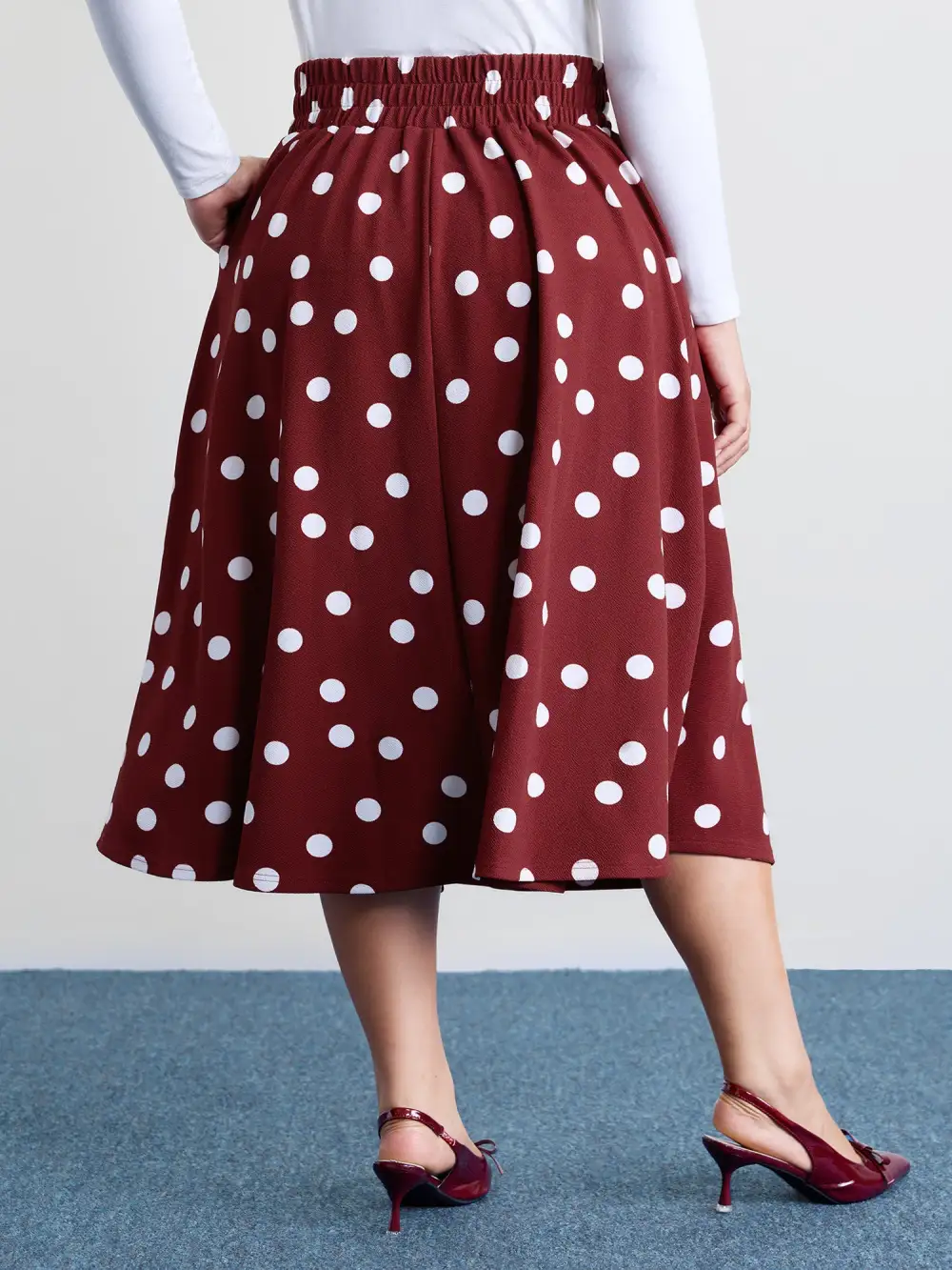 Polka Dots Flowy Holiday Midi Skirt