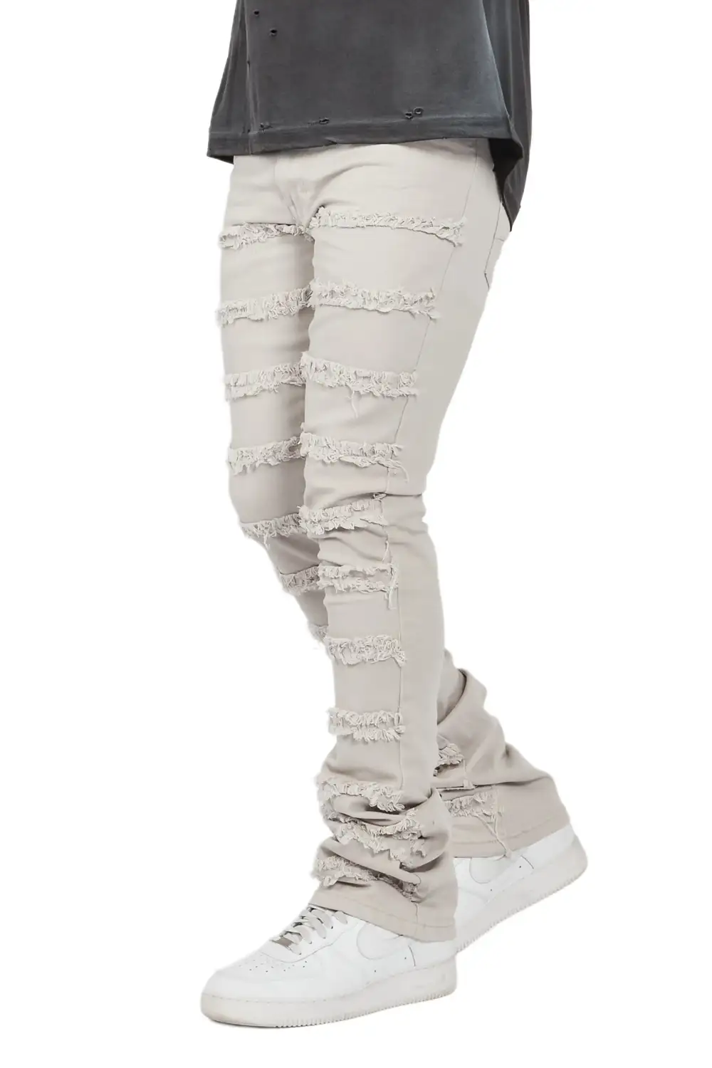 Niklaus Light Grey Stacked FLare Jean