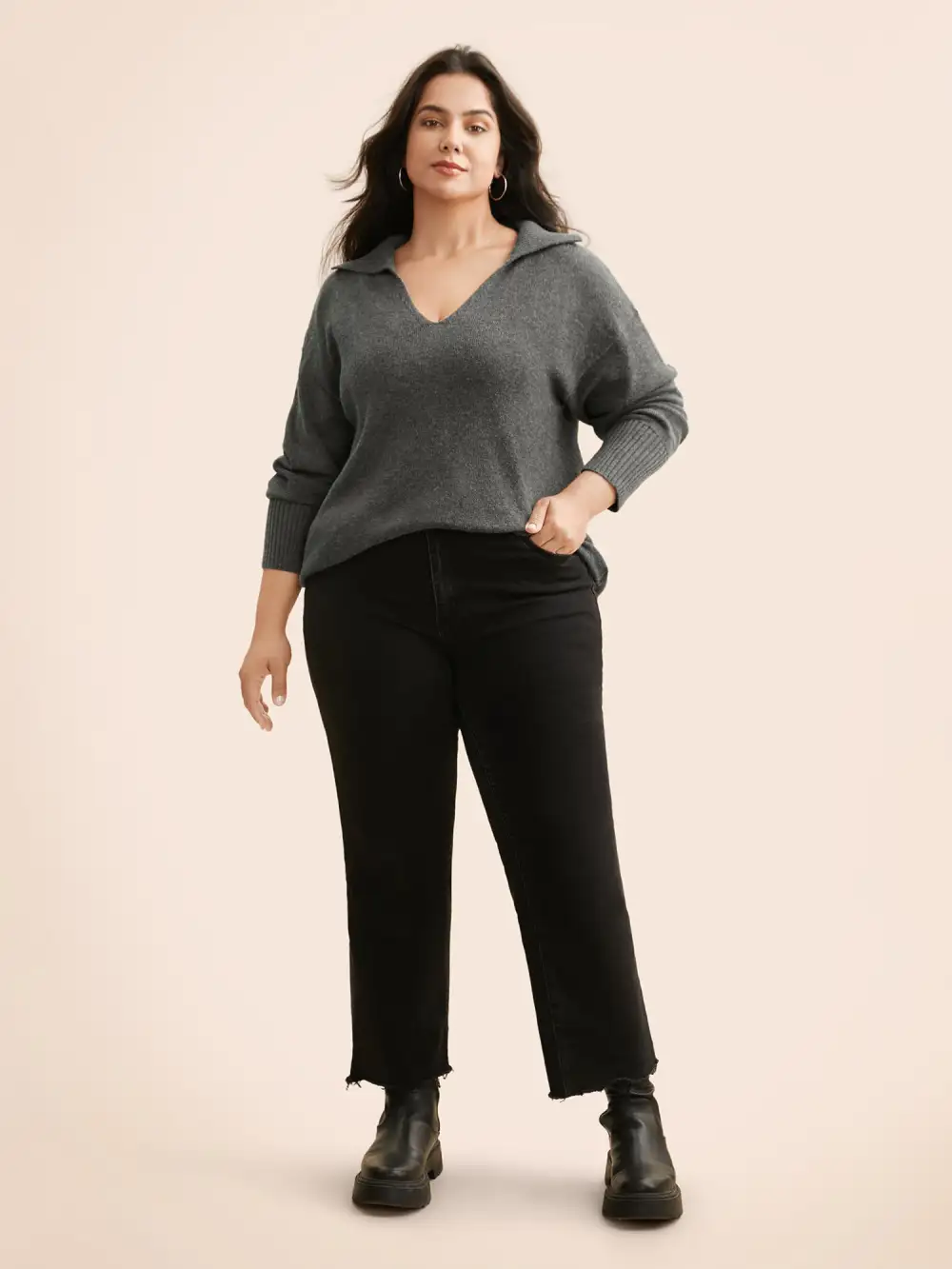 Supersoft Essentials Lapel Collar Wool Pullover