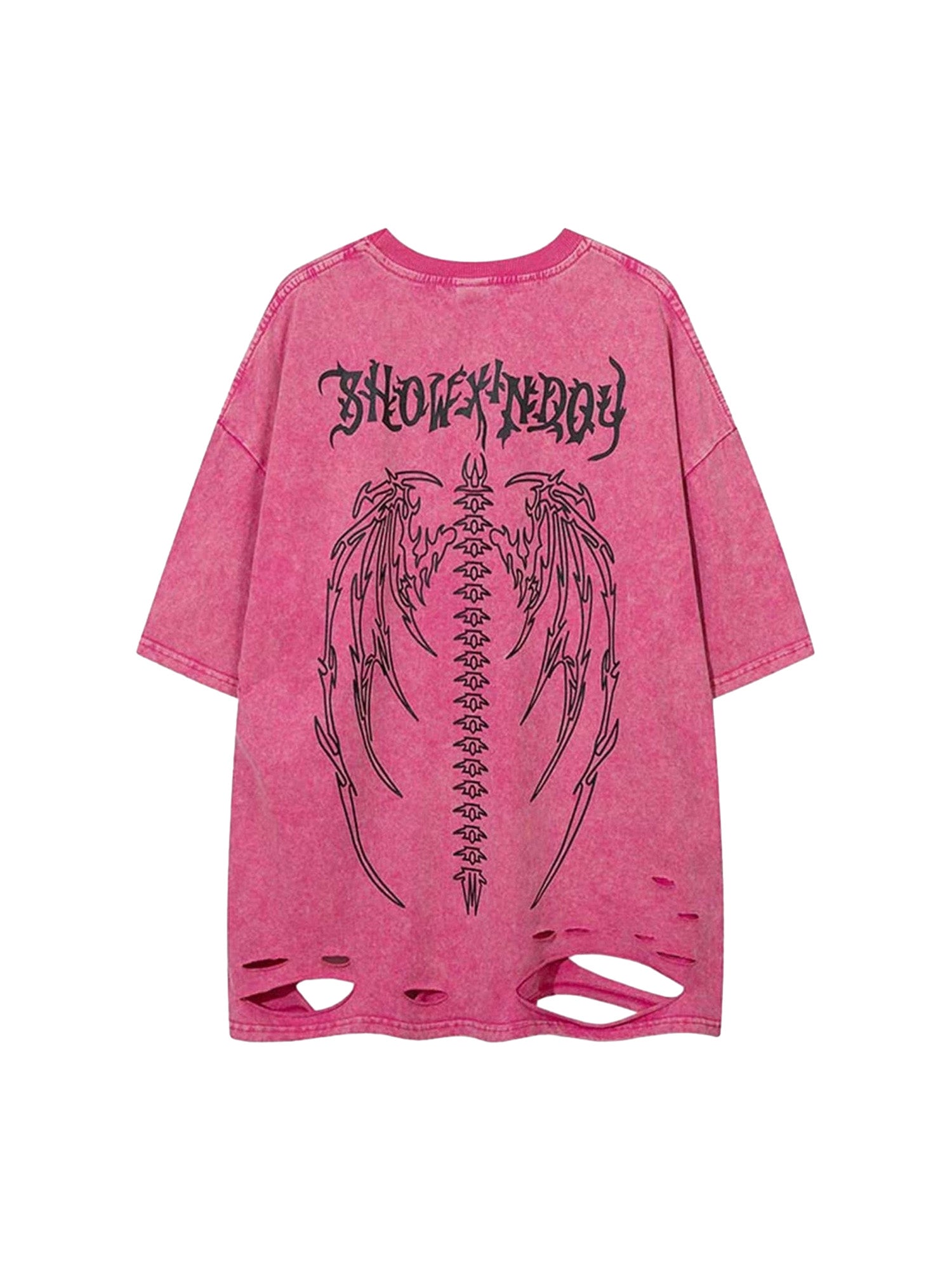 Skeleton Wings Print Raglan T-Shirt - 2083