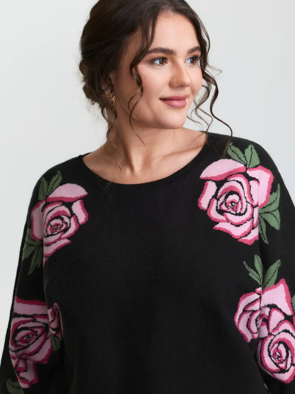 Supersoft Floral Batwing Sleeve Pullover
