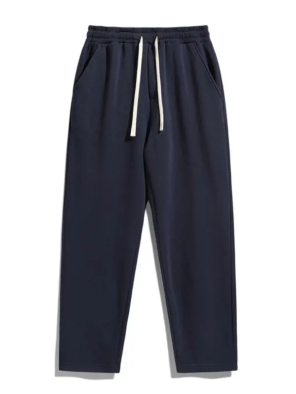 Men's Solid Thermal Lined Drawstring Pants – Casual Loose-Fit Trousers for Daily Wear