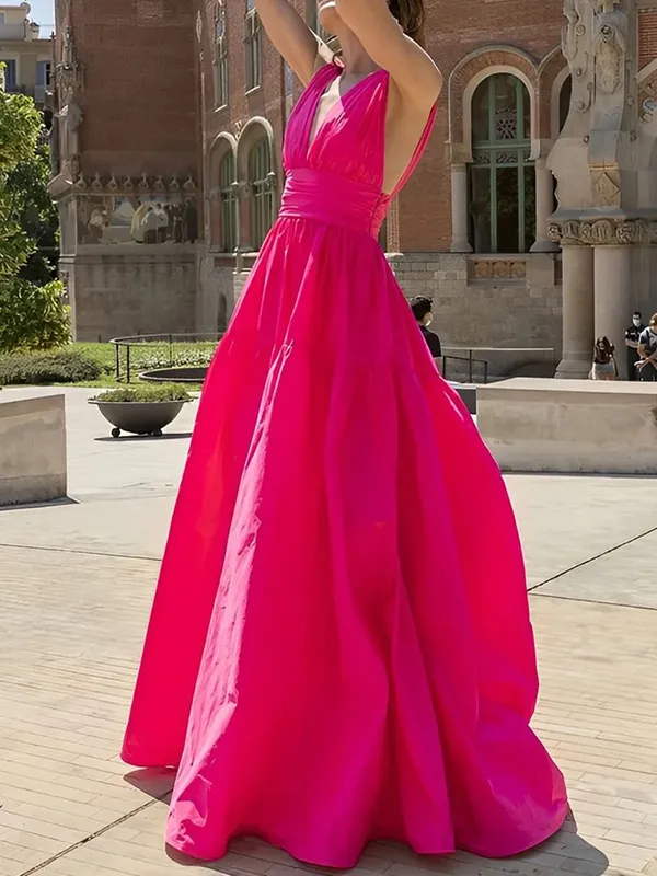 Loose Sleeveless Solid Color V-Neck Maxi Dresses