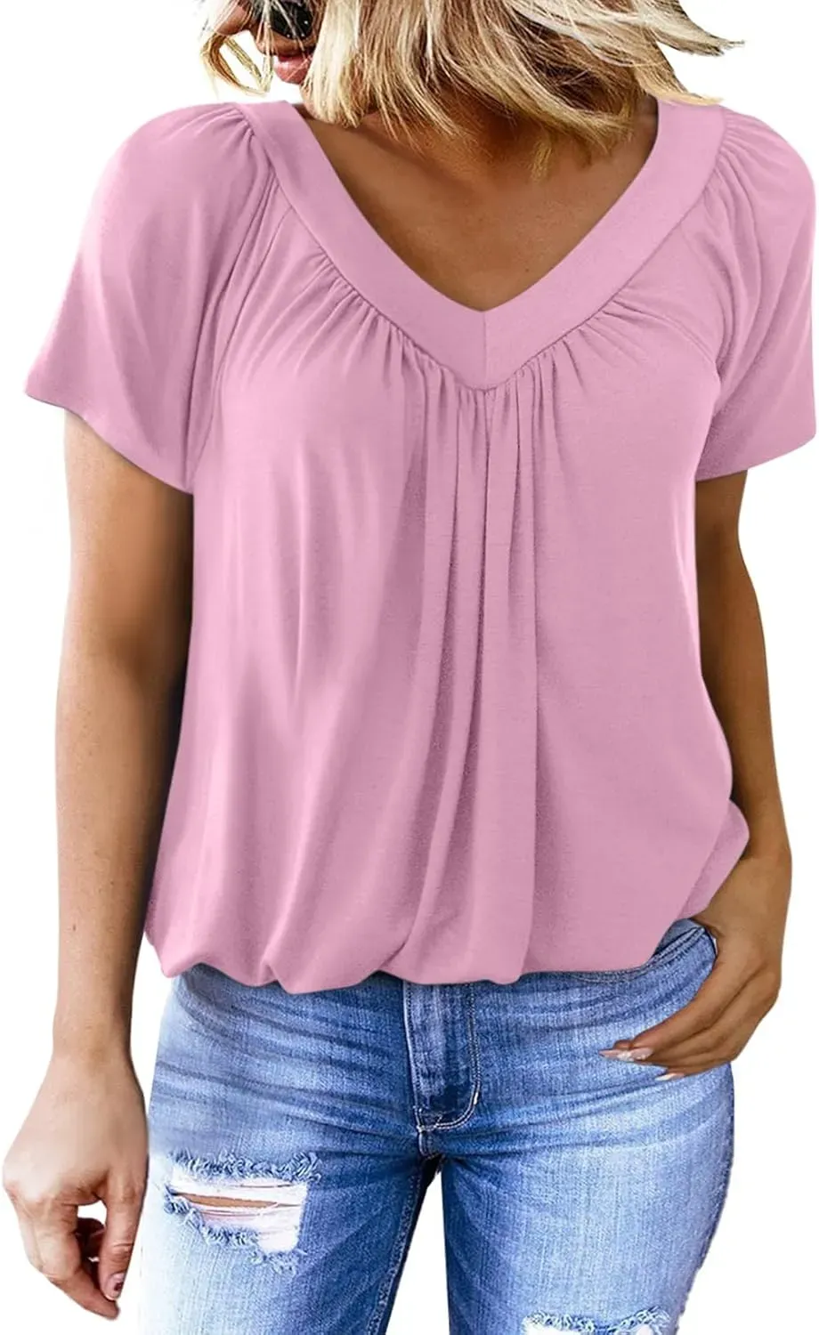 ✨Women's Casual Short Sleeve V Neck Basic T-shirts