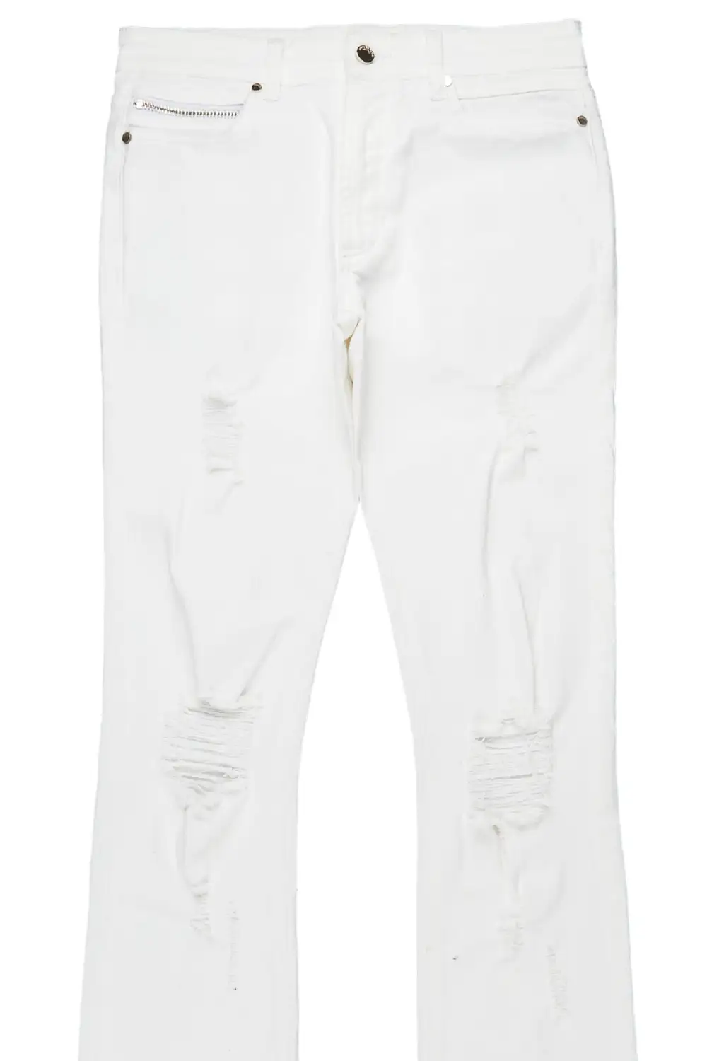 Sniper White Super Stacked Flare Jean