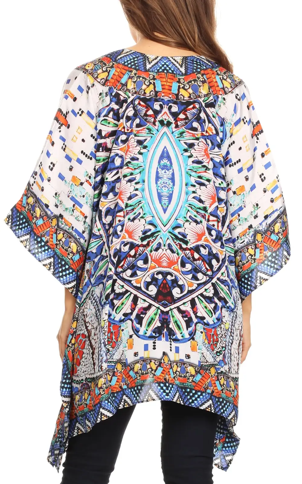 Women's Caftan Poncho Cover up V neck Top Lace up With Rhinestone