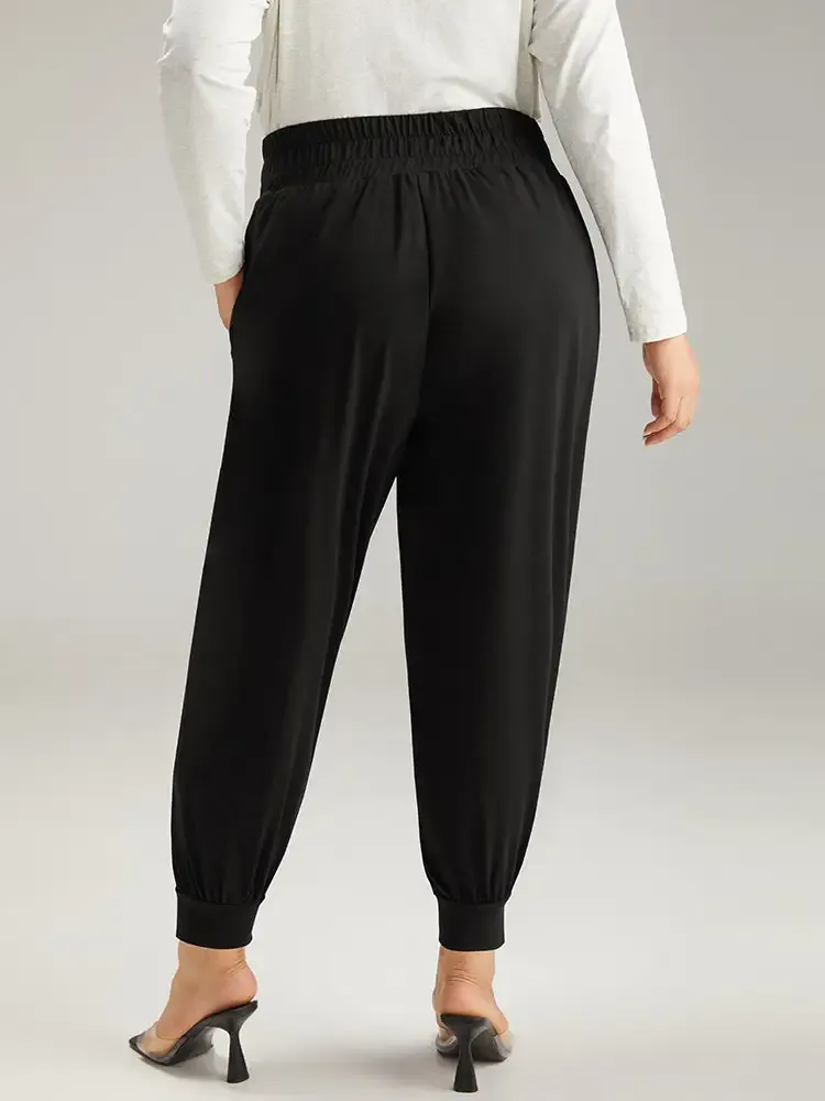 Solid Shirred Pocket Harem Sweatpants