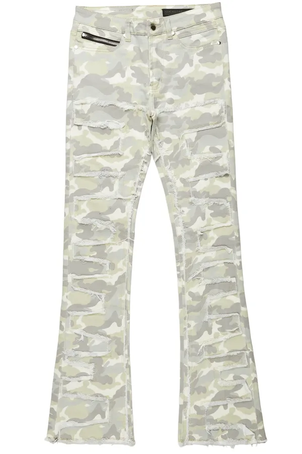 Shake Light Camo Stacked Flare Jean