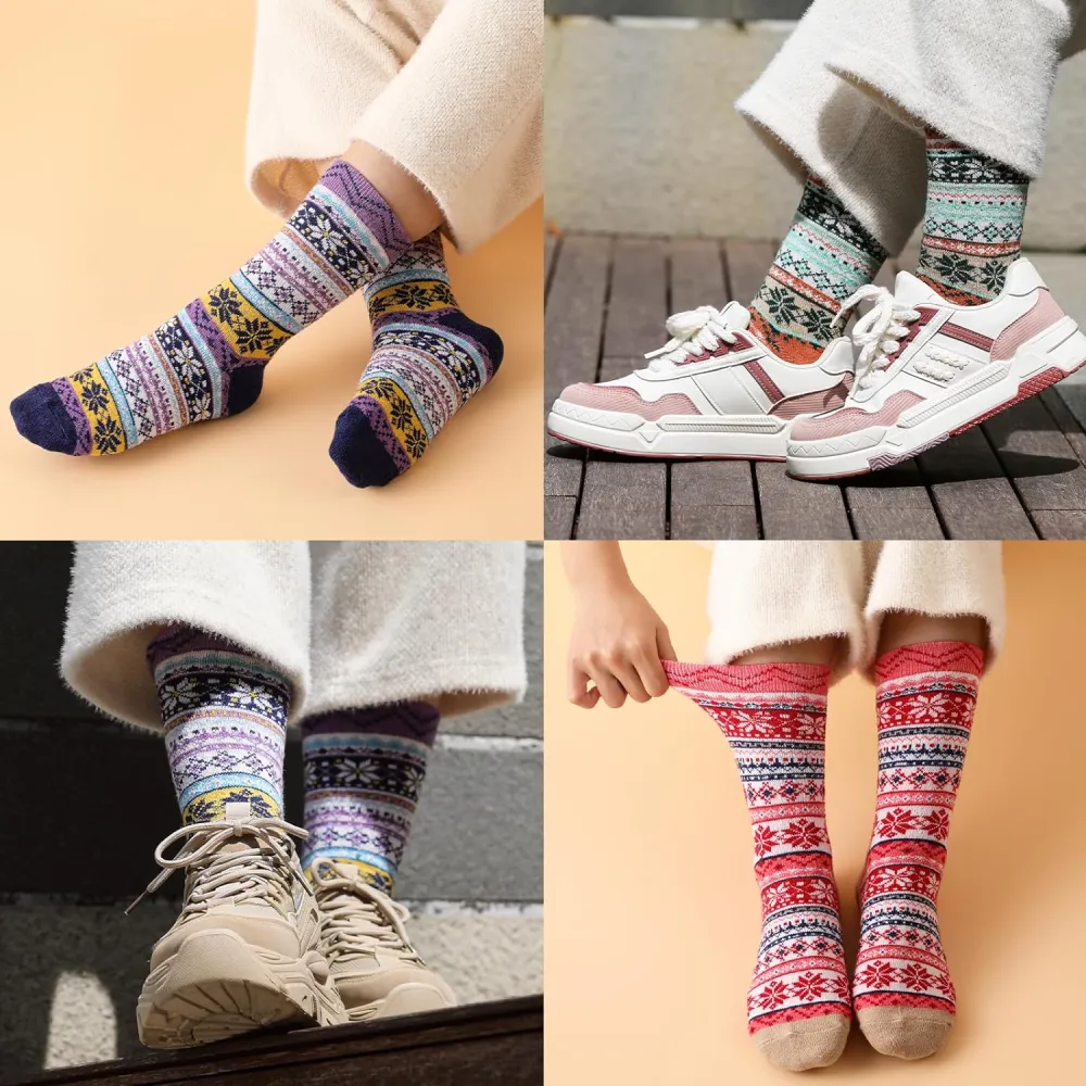Clothirily Wool Socks- Thick Soft Wool Socks for Women, Vintage Warm Womens Wool Socks, Winter Warm Boot Socks for Women Men