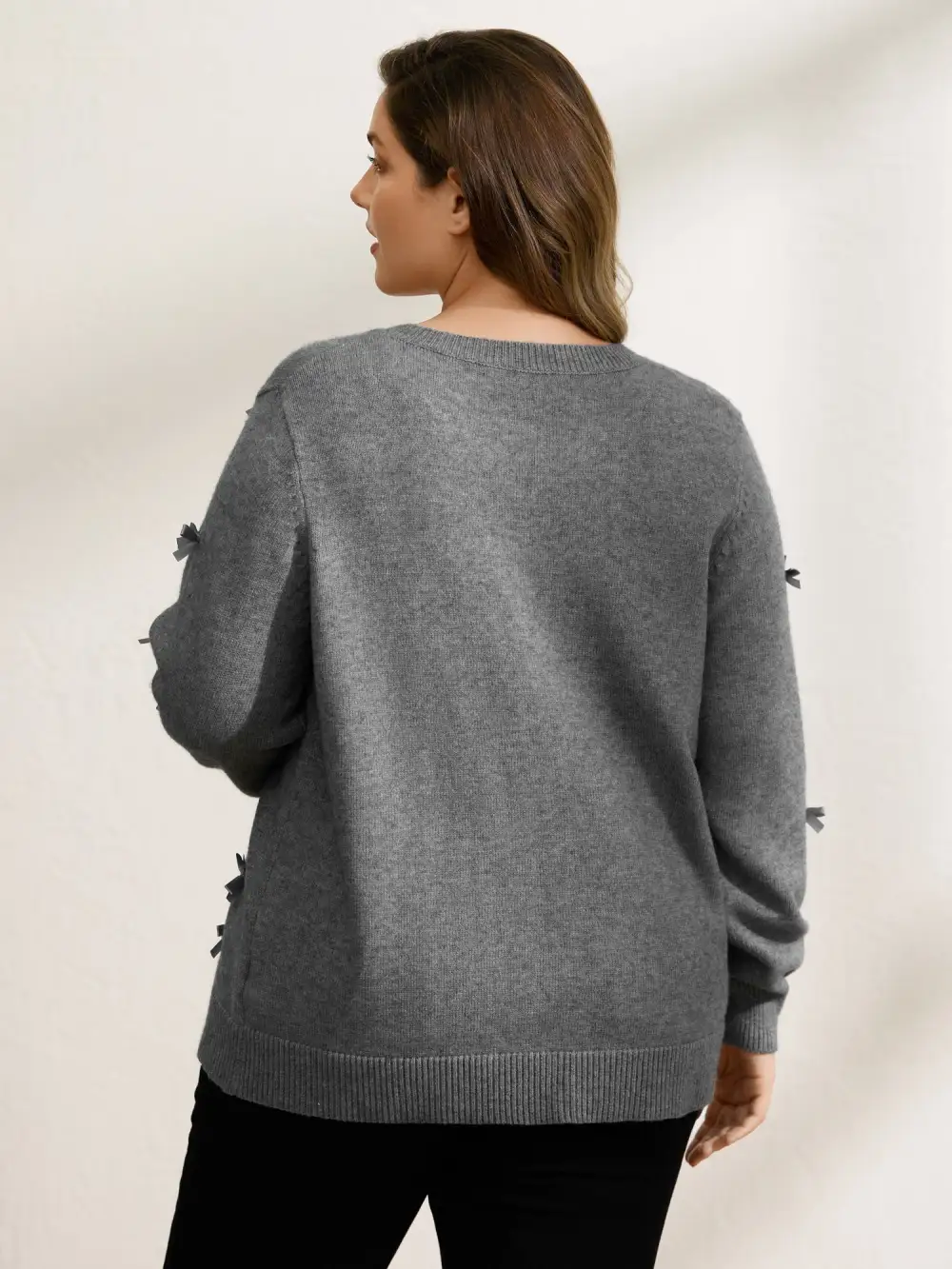 3D Bowknot Round Neck Knit Cardigan