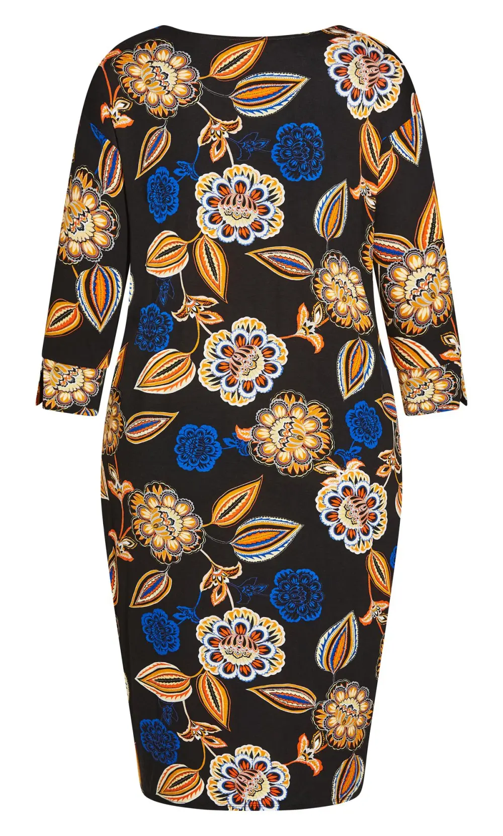 Evans Blue Paisley Mixed Print Pocket Dress