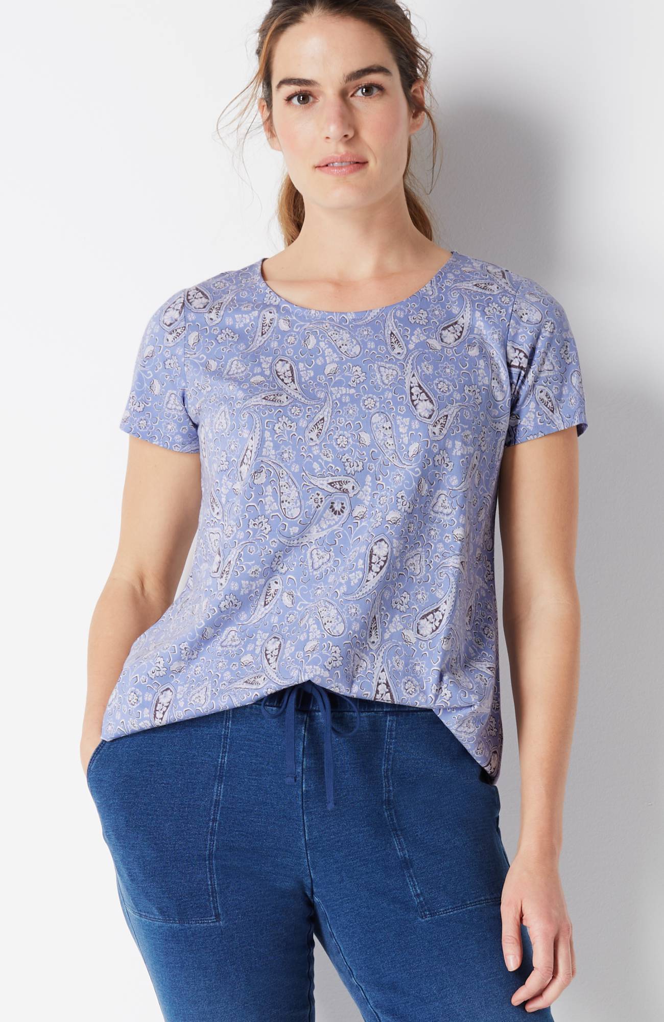 pure jill scoop-neck elliptical tee