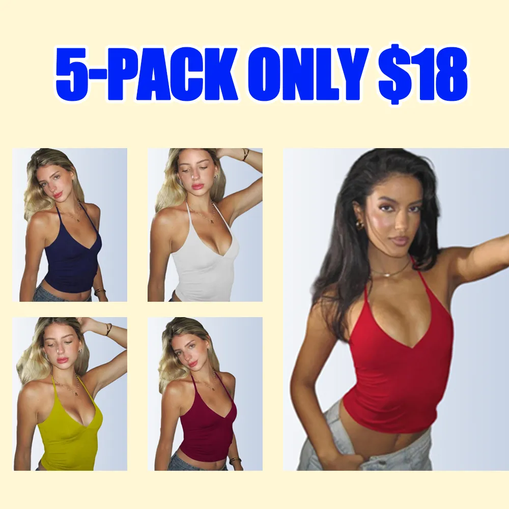 Women's Halter Neck Backless Sleeveless Top – Casual Summer Beachwear