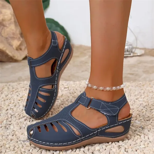 Blue Closed Toe Low Heel Sandals