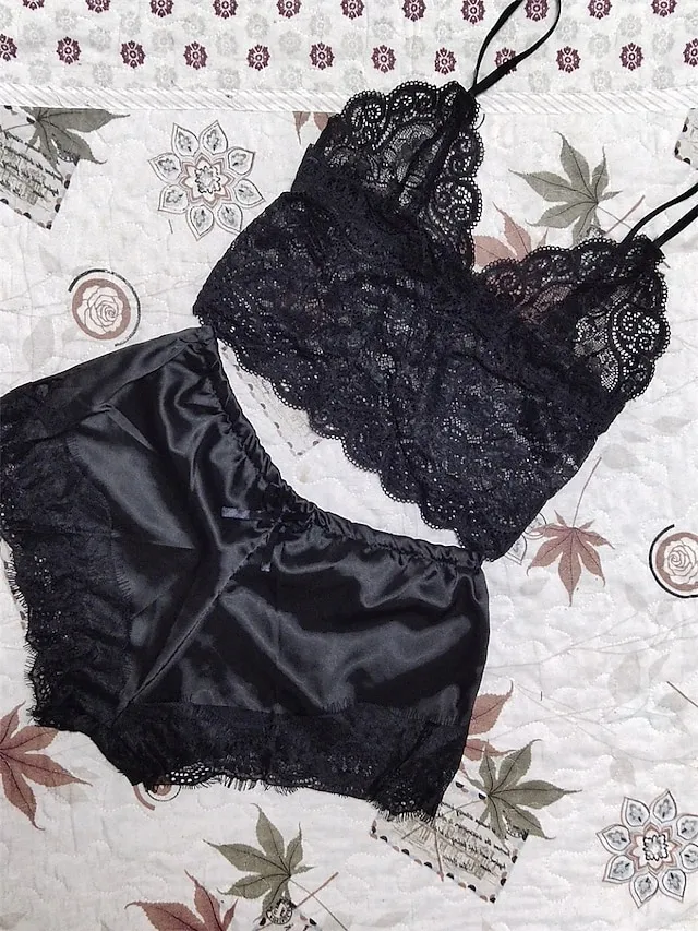 Women's Pajama Top and Pant Sets 2 Pcs Pure Color Fashion Hot Casual Home Daily Bed Satin Breathable Straps Sleeveless Strap Top Shorts Backless Summer Spring Black Pink