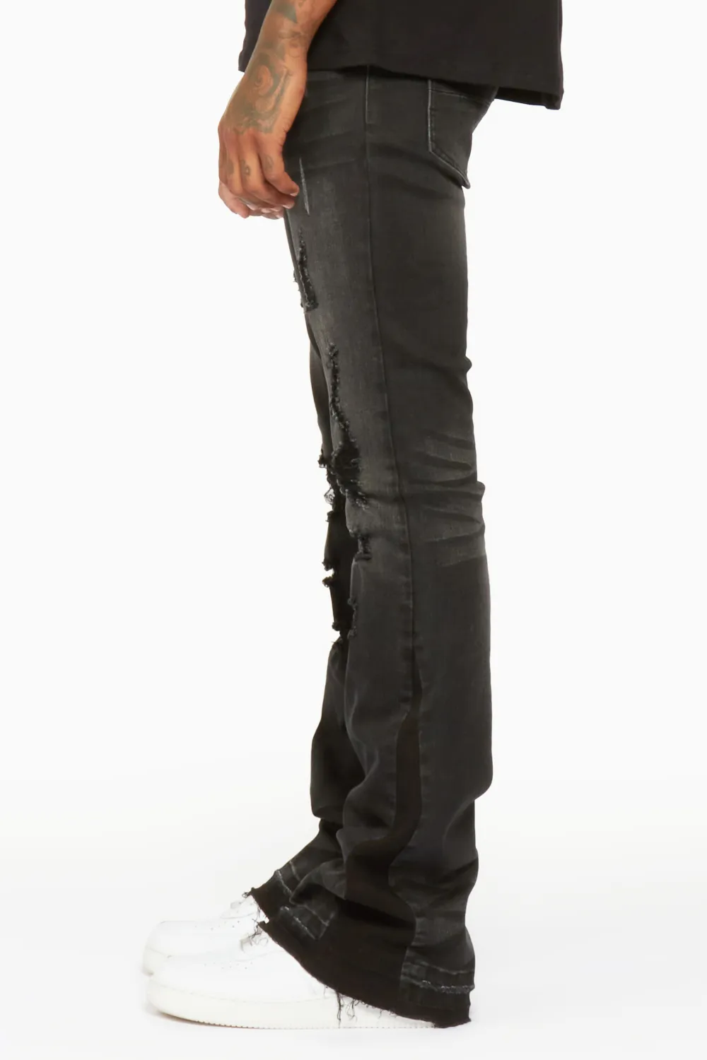 Tibbs Black Stacked Flare Jean