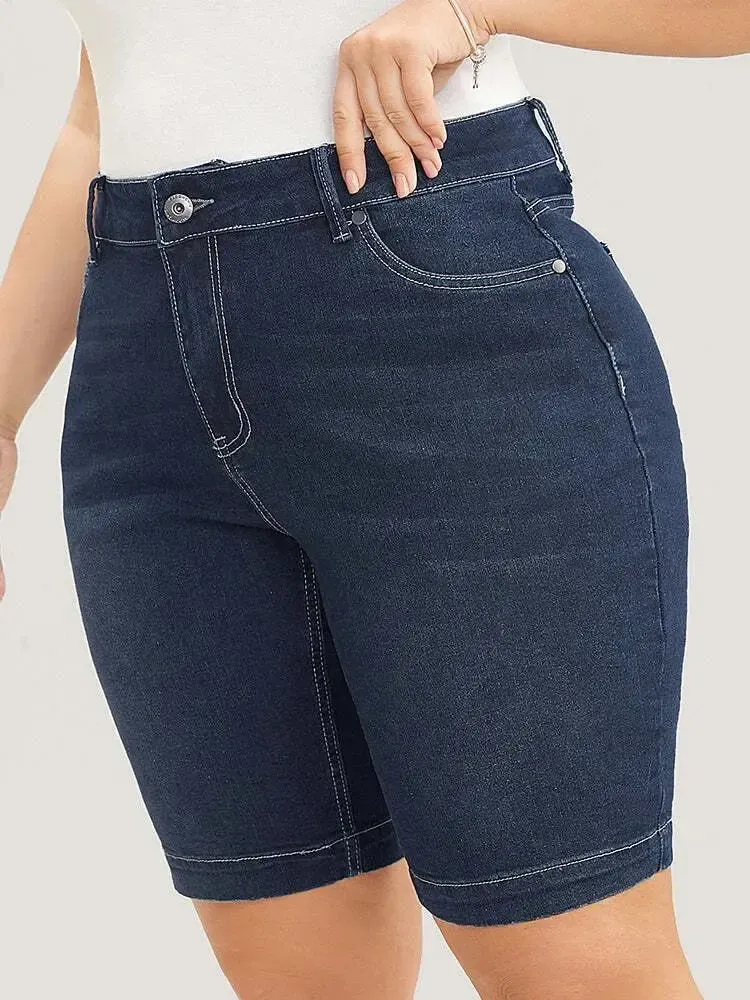 4 Pack Very Stretchy High Rise Dark Wash Denim Shorts