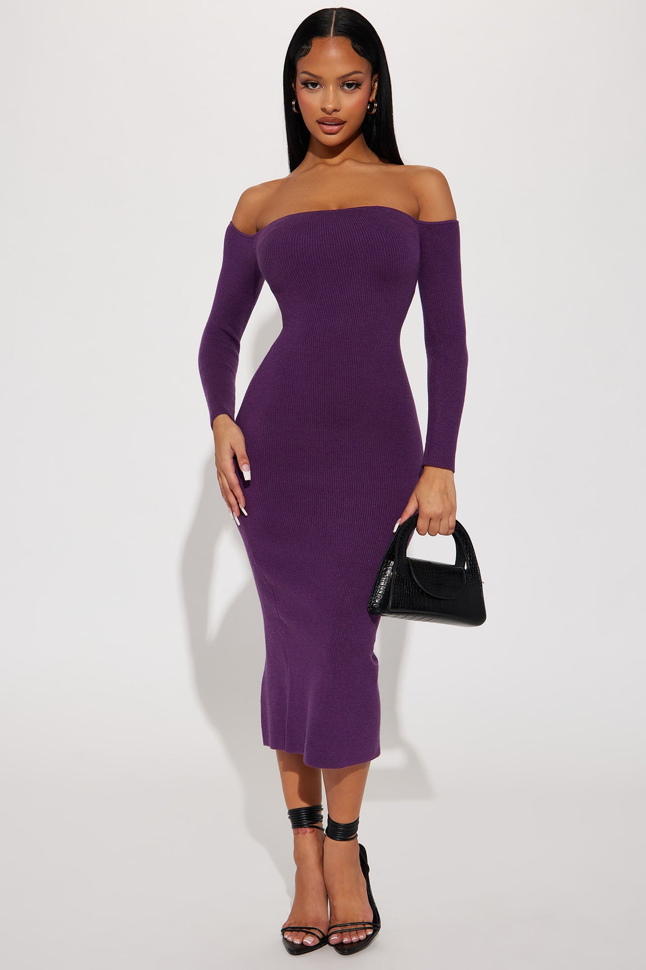 Regina Sweater Maxi Dress - Eggplant