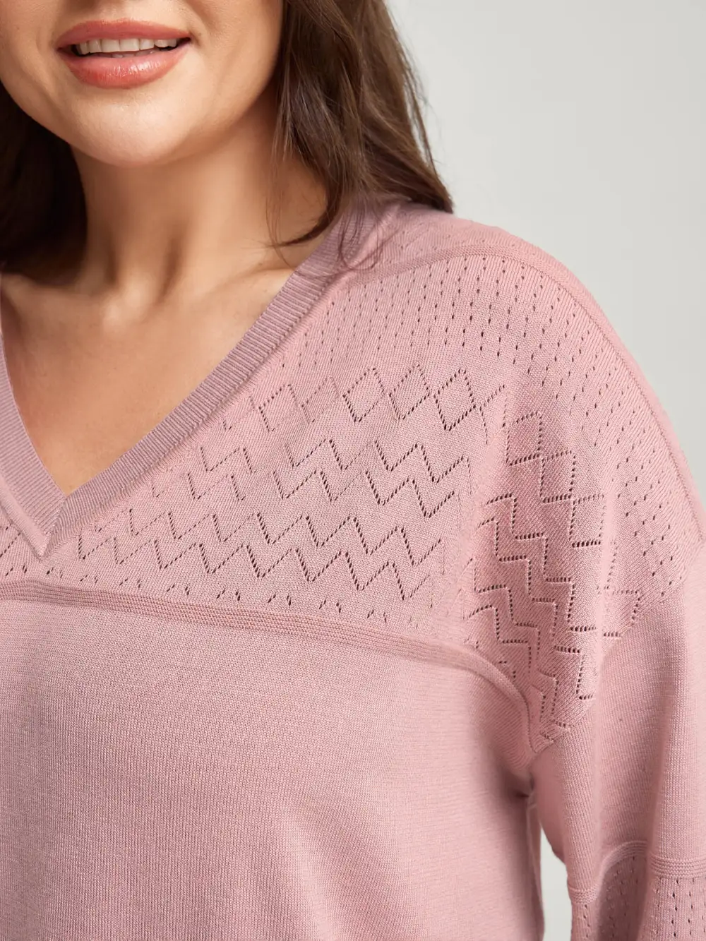 Supersoft Textured Eyelet Trim Pullover