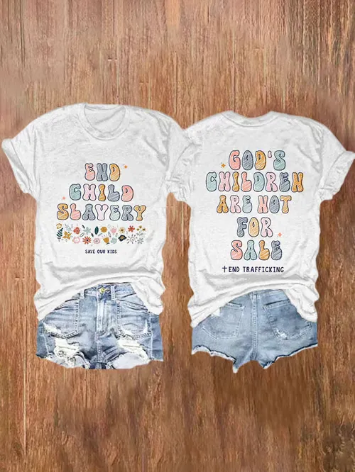 Women'S T-Shirts God'S Children Are Not For Sale, Save Our Children, End The Sale Of Cotton Short Sleeves