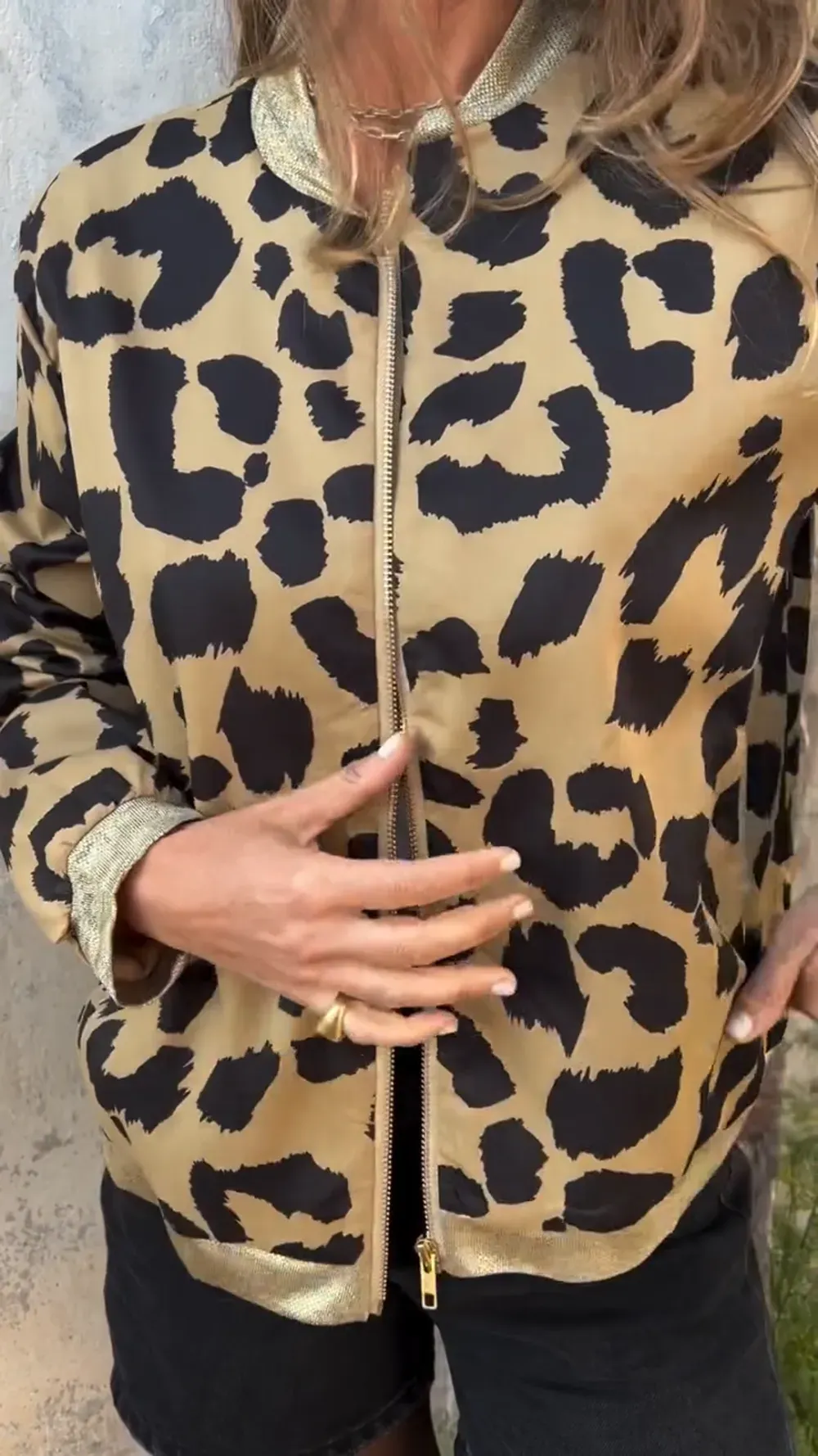 Wild Glam Leopard Bomber Jacket