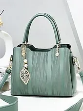 Women's Burgundy Handbag with Embossed Pattern and Pearl Leaf Charm – Stylish Shoulder and Tote Bag for Office, Daily, and Evening Use