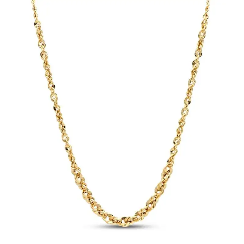 Solid Rope Chain Necklace 10K Yellow Gold 18